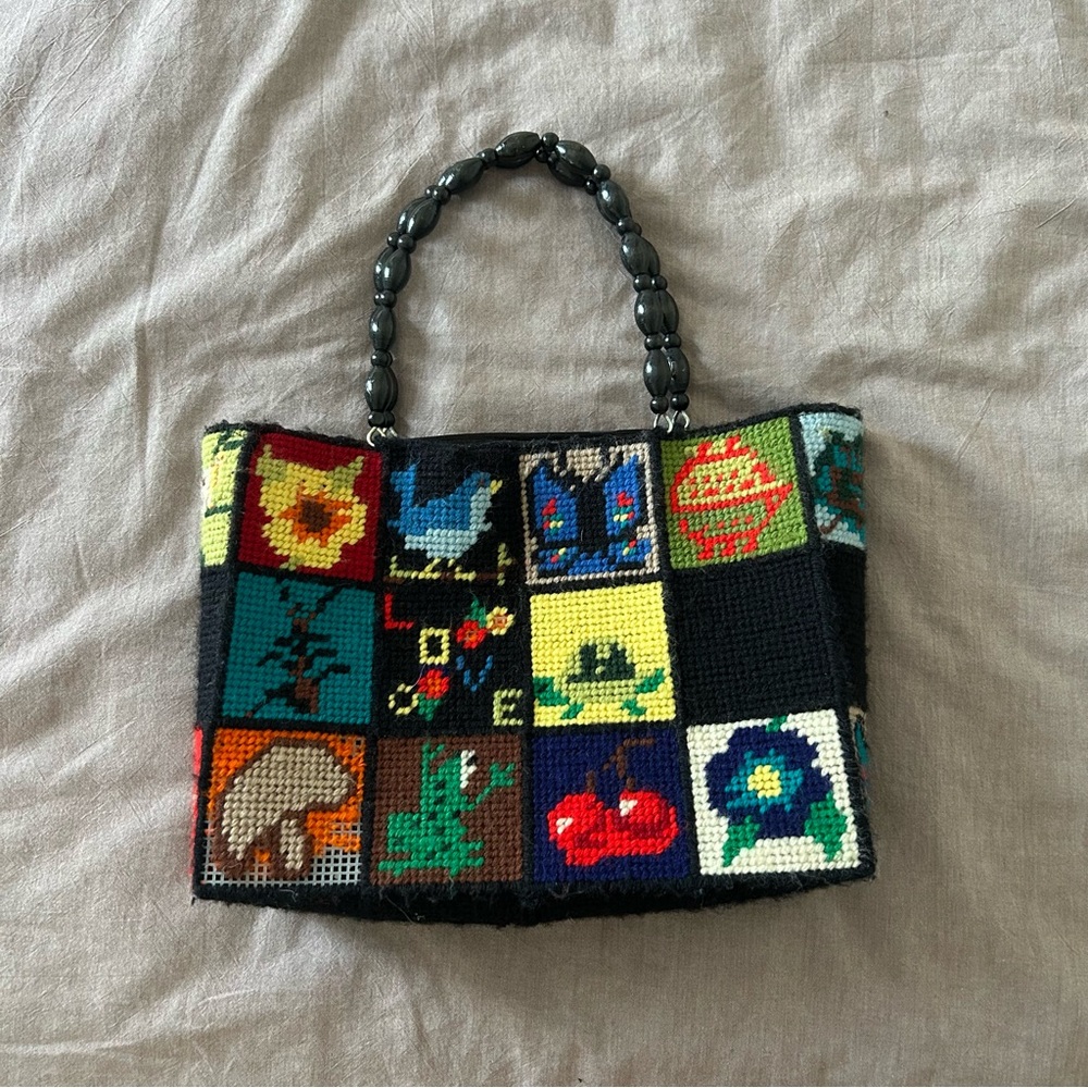 Vintage Needlepoint Patchwork Purse - image 8